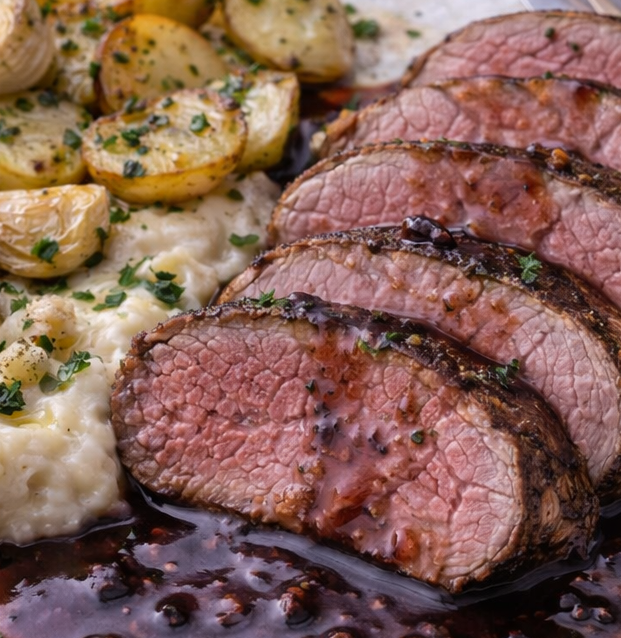 Kyckling i krämig sås med ris och garnering av färsk persilja.