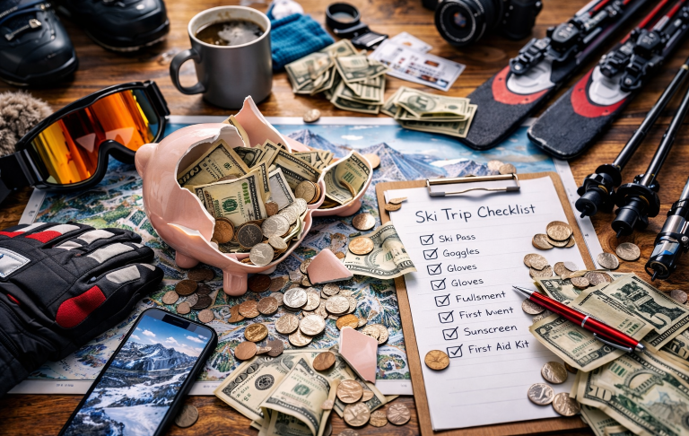 Skelett med hår i monter med en gul påle genom buken.