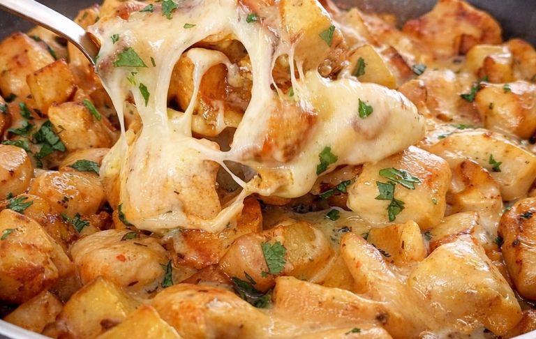 Krämig cajunkyckling med potatis & cheddar Kryddig potatisgratäng med smält ost och färsk persilja.